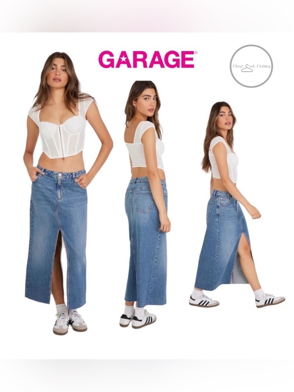 Garage Denim Maxi Skirt Blue , size S